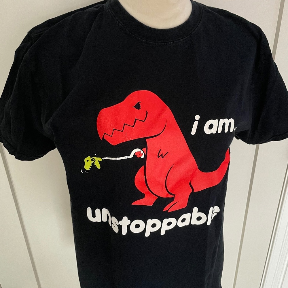 Motivational Dinosaur T Shirt- Black Short Sleeve- Unisex size M